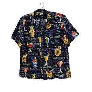 Go Barefoot Vintage Mens Hawaiian Camp Button Up Shirt Size XL Cocktail Recipes